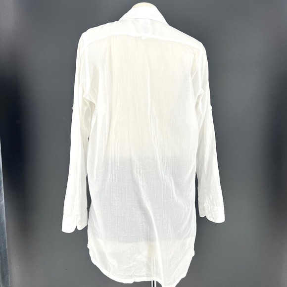 Lauren Ralph Lauren White Cotton Button Down Tunic Shirt Small roll tab *flaw - Picture 8 of 14